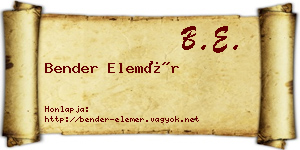 Bender Elemér névjegykártya
