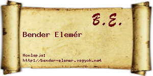 Bender Elemér névjegykártya