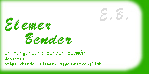 elemer bender business card