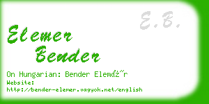 elemer bender business card